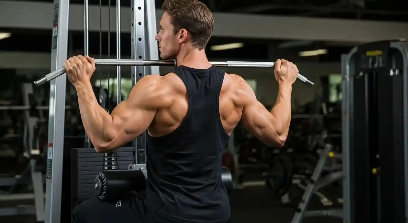 A person doing a lat pulldown